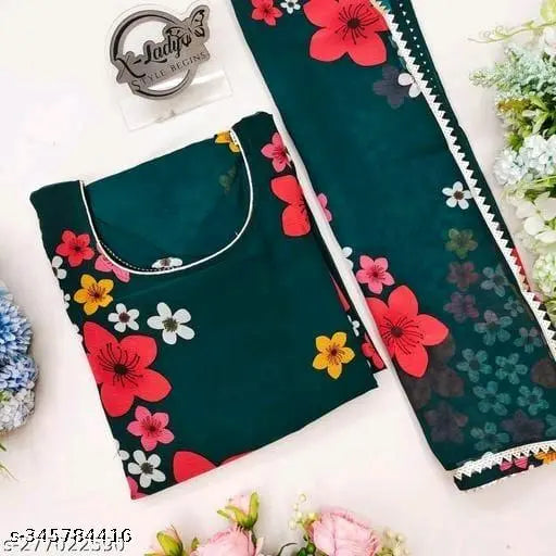 Teal cotton flared georggatte kameez