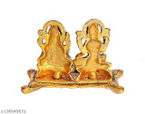 Metal Lakshmi Ganesha showpiece statue, traditional Diwali oil lamp for home decoration and Diwali Puja gifts - Indian-made Laxmi Ganesh idol deepak