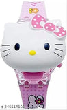 Pink kids' digital watch with glowing lights, music, and face cover