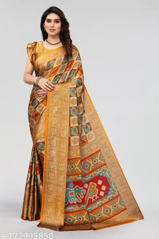 Chiffon printed saree with jacquard net blouse, free size, India origin
