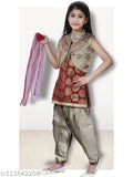 Georgette three-quarter sleeve party sharara with kurtas for girls (3-10 years), Indian ethnic wear for festivities