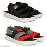 Black and red casual flip flops for boys, adjustable straps