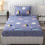 Grey DWORTH Premium Cotton Kids Pattern Fitted Bedsheets with 1 Pillow Cover, 3x6 ft, all-around elastic, 220 TC Supersoft