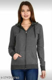 Warm self-design fleece zipper hoodie jacket for girls and women in winter, made from woolen material
