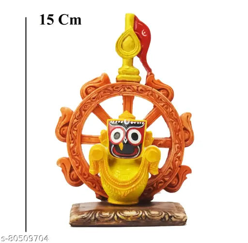 Marble Jagannath Idol in Nilachakra, 15cm decorative showpiece for home or office, Indian handicraft
