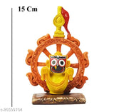 Marble Jagannath Idol in Nilachakra, 15cm decorative showpiece for home or office, Indian handicraft