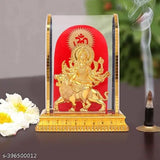 Gold acrylic Mata Ji cabinet showpiece featuring Hindu Goddess Maa Bhavani, ideal for home office or car dashboard, handcrafted in India