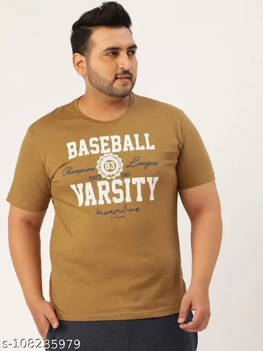 Men Plus Size Typography Printed Cotton T-shirt