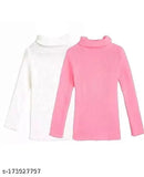 Woolen high neck full sleeves winter inner sweaters (pack of 2), warm and comfortable for kids, solid pattern design, India origin