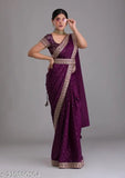 Purple georgette saree with 5mm sequence work on full saree