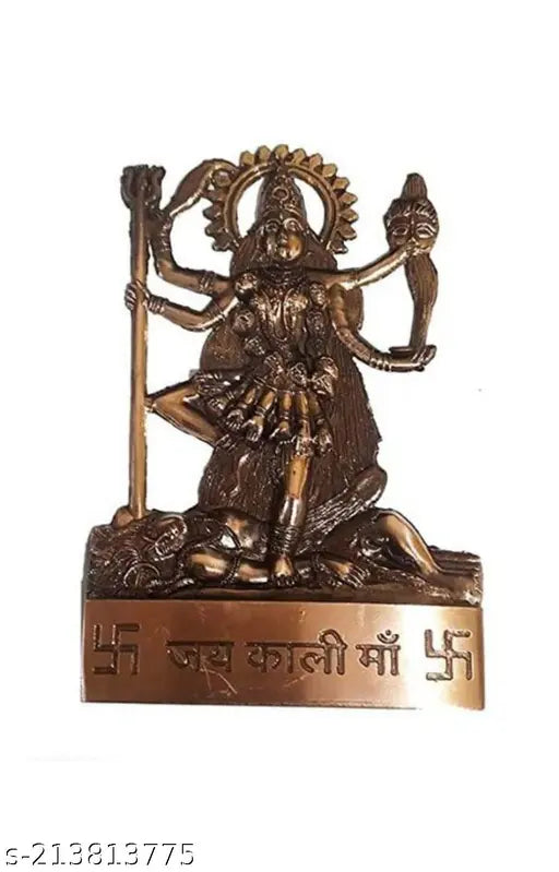 Metal Kali Ma sculpture, 10cm x 6cm, handcrafted Indian deity idol for home or car decor