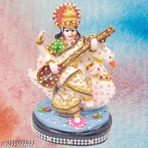 Poly Resin Saraswati Idol, Beautiful Indian Goddess Saraswati Statue