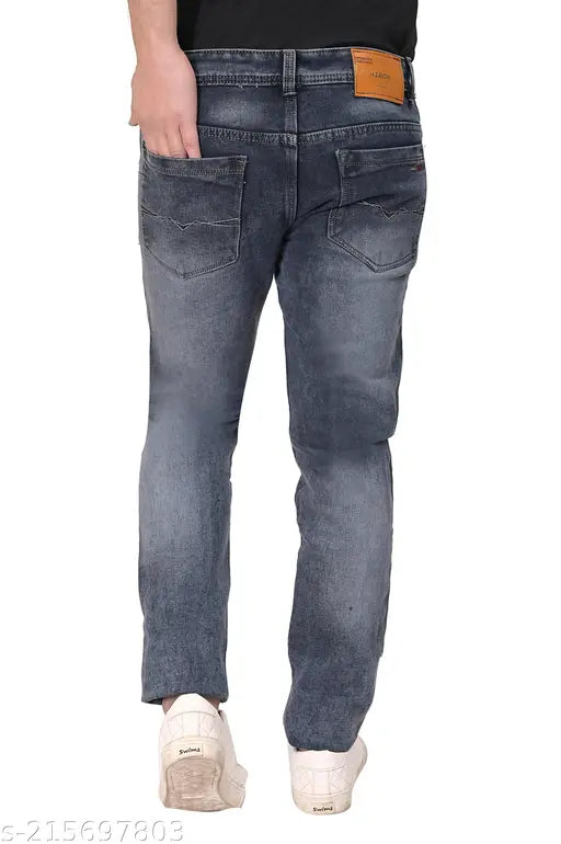 Solid denim men's jeans from HIBOK, India. High-quality casual wear for men