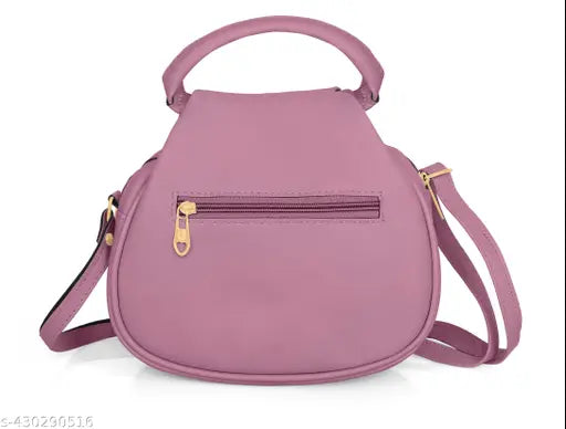 Purple leather sling bag with zip closure