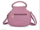 Purple leather sling bag with zip closure