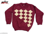 Soft wool unisex sweater for kids, embroidered net pattern on long sleeves, suitable for ages 4-5 years old, made in India