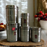 Stainless Steel Dibba Jar Set, 1500ml-5kgs, Airtight & Leakproof Kitchen Storage Containers, Food Grade Quality