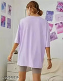 Donald Duck Funky Look Oversize Half Sleeve Down Shoulder T-Shirt for Girls and Women (Purple Color)
