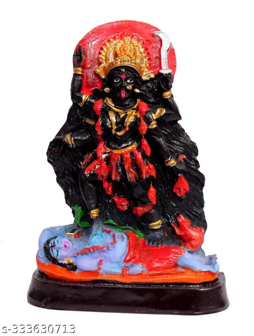 Black marble Kali Mata statue, resin sculpture for pooja room gift showpiece, height 7