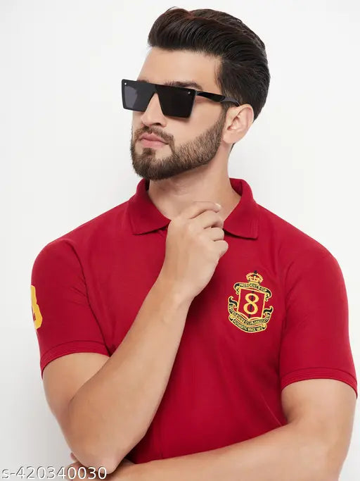 GET GOLF Cotton Blend Regular Fit Solid Half Sleeves Men's Polo T Shirt