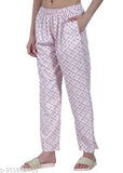 Women's fashionable cotton track pants, lower cut style, printed pattern in a casual combo pack