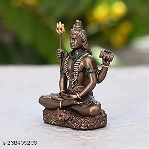 Bronze Lord Pawti Shiv Idol, handcrafted resin statue for car dashboard or home/office temple. Indian craftsmanship, 1.5"x1.5"x8", ideal for showpiece, gifting, and desk organizer
