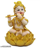 Resin Krishna statue, 'Laddoo Gopal' idol for home/office decor, 13cm x 13cm x 10cm