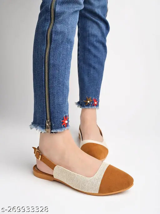 PU jute belly ballerinas - tan, women's, India origin