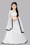 Embroidered net haldi outfit for girls, various sizes (3-15 years), soft fabric by Clothes Shop