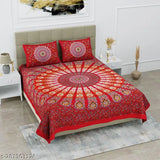 Maroon Jaipuri print double bed sheets, premium quality Poorak cotton with 2 pillow covers - soft, breathable, and perfect for summer