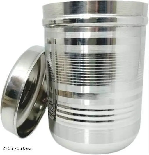 Clear glass jar with silver lid, 500ml, designer
