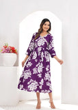 Purple silk kurta with floral print