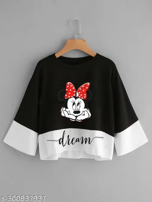 Classy cotton blend long-sleeve women's t-shirt with printed net pattern, made in India