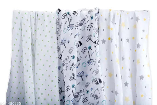 Organic muslin swaddle set (Yellow & Green) - soft cotton for mild winter, multipurpose usage with burp cloth, blanket, and nursing cover