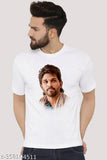 Printed polyester Allu Arjun towel, Indian-origin white towel with short sleeves and printed pattern