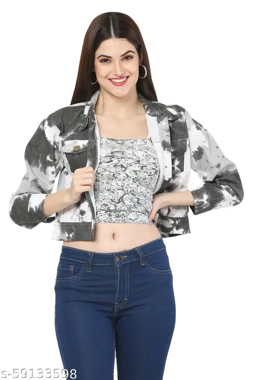 Cotton blend printed jacket, 34-inch bust size, long sleeves, Mylookup women's fashion apparel