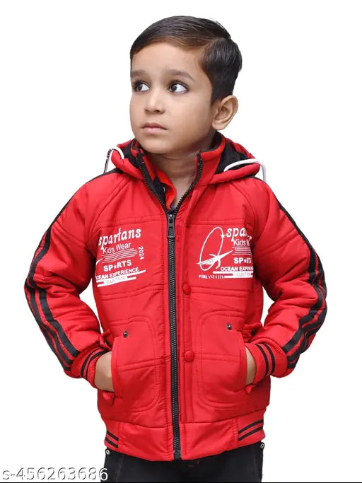 Stylish nylon hoodie jacket for kids, printed pattern, best boys winter wear, size 2-3 years
