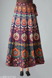 Women's paisley print wraparound skirt, cotton, vibrant pattern, fashionable wrap skirt on model