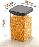 Black airtight square plastic container set, 1100ml per container, for kitchen storage, 12-piece set