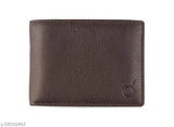 Brown leather mens RFID protected large size bi-fold wallet with 6 card slots, hidden compartments, ID window, cash compartments, coin pocket - Hide Horn brand from India