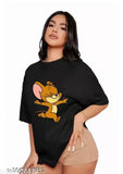 Black graphic T-shirt with cartoon character and text