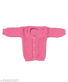 Wocrevar pink unisex wool sweater set, self-design net pattern for infants, 0-3M to 3-6M size range, made in India