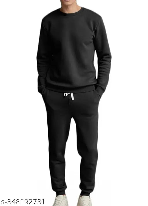 Shivi brand store premium quality black cotton round neck track for men, close-up view