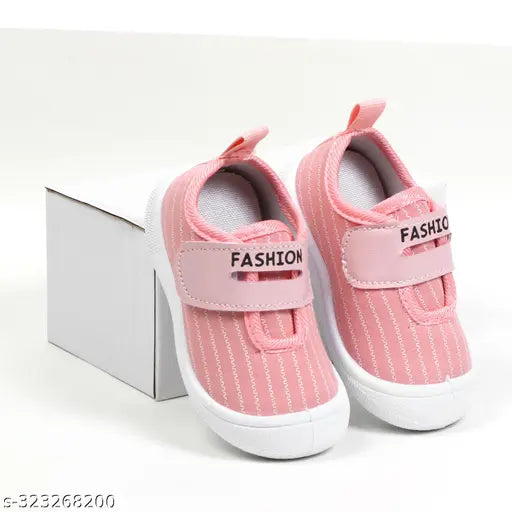 Pink canvas Velcro anti-skid sound shoes for toddler boys and girls, ages 3 months to 3 years