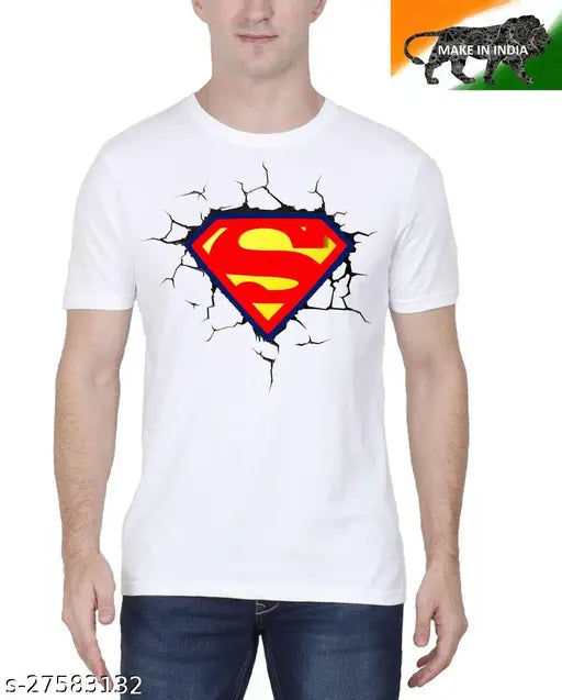 Comfy polyester men's t-shirt with printed pattern, short sleeves. Sizes available: S, M, L, XL, XXL (India)