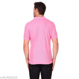 Baby Pink Cotton Blend Men's Polo Half Sleeve Solid Tshirt, soft and breathable for casual or formal wear