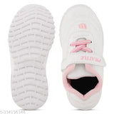 Pink and white kids' LED casual shoes with velcro closures