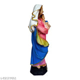 Multicolored Christian statue, Madonna and child sculpture, wall decoration, religious craft, decorative home gift