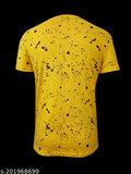 Yellow cotton short-sleeved Expluss men's AOP t-shirt with printed design, made in India