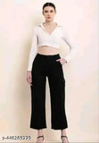 Lycra solid net women's cargo pant, casual and party wear in L or XL from India